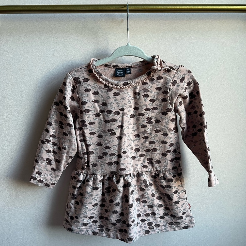 Babyface All-Over Floral Print Long Sleeve Drop Peplum Waist Dress | 9M